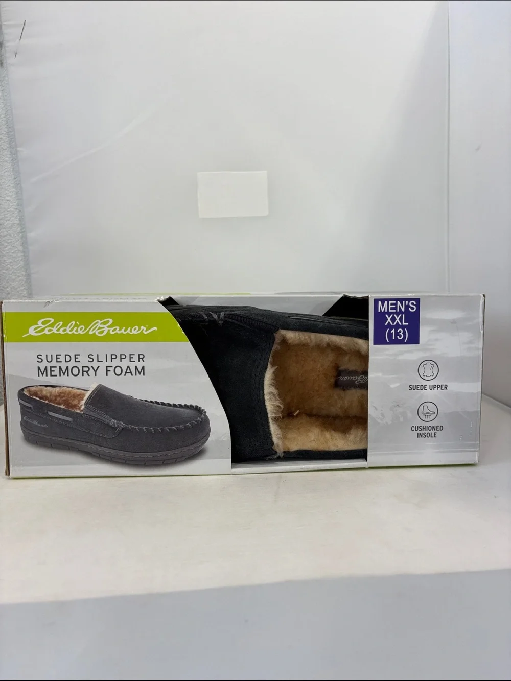 Eddie Bauer Black Suede Slip-On Memory Foam Slippers